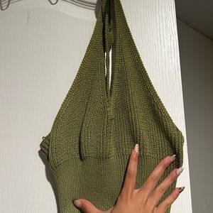 Green Knit Halter Top